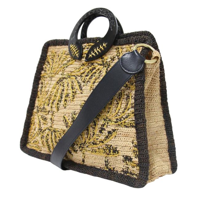 極美品 ジャマンピエッシュ ハンドバッグ 2wayバッグ JAMIN PUECH ジャマンピュエッシュ 2WAY ラフィア バッグ