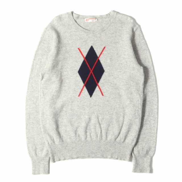 A BATHING APE ア ベイシング エイプ ニット サイズ:L 00s アーガイル デザイン ウールニット グレー トップス クルーネック プルオーバー アーカイブ【メンズ】【中古】【K4325】の通販は
