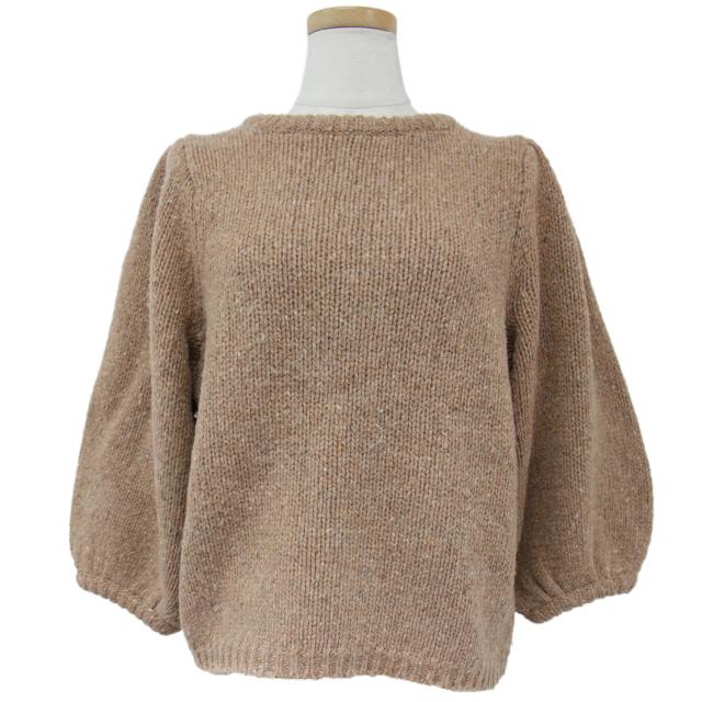 DEMYLEE デミリー ニット セーター サイズ:S プルオーバー クルーネック 七分袖 バルーンスリーブ ウール BARDOT ピンク系 トップス ブランド カジュアル【レディース】【中古】【新品同様】【K4013】