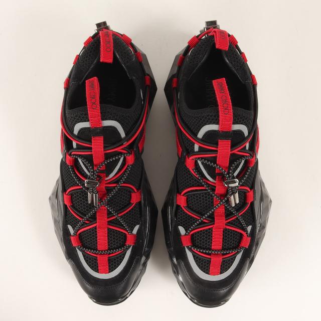 JIMMY CHOO ジミーチュウ サイズ:39(24.0cm) / ダイヤモンド トレイル スニーカー (DIAMOND TRAIL / F) / ブラック レッド 黒赤 / ローカット シューズ 靴【メンズ】【中古】【美品】【K4331】