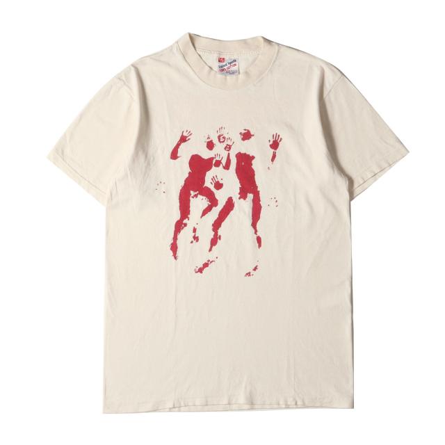 M.W.O.B.H.M. エムダブリューオービーエイチエム Tシャツ サイズ:M / 00s グラフィックプリント クルーネック Tシャツ (United Sportsボディ / USA製) / ナチュラル / トップス カットソー 半袖 / アーカイブ【メンズ】【中古】【K4332】