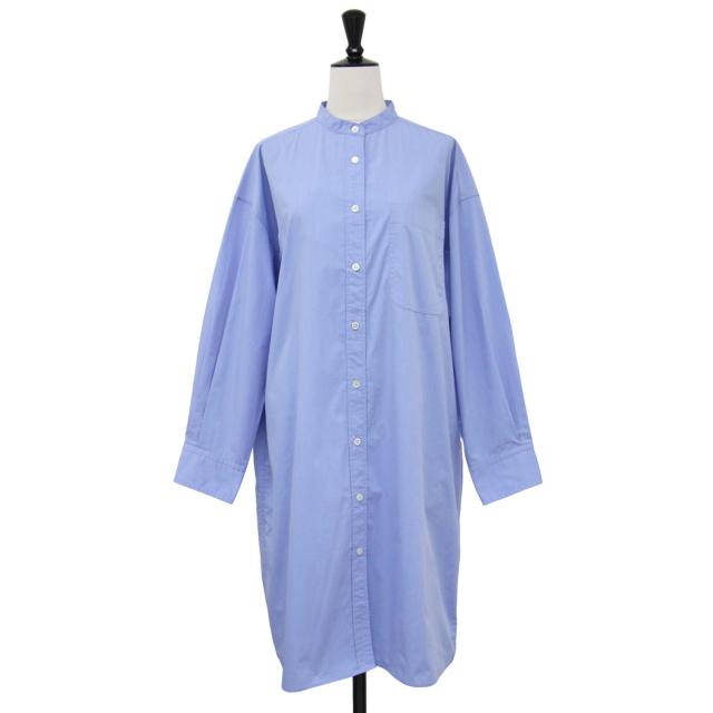 INED イネド シャツ ライトブルー サイズ:7(S) / 23秋冬 バンドカラー チュニック シャツ / 長袖 ドロップショルダー コットン / トップス ブラウス【レディース】【中古】【K4334】の通販は 7,946円