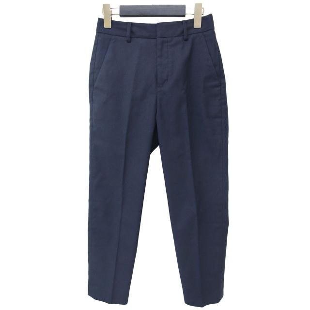 UNITED ARROWS ユナイテッドアローズ パンツ ネイビー 紺 サイズ:32(XXS) / ポリエステル コットン ドビー スリム パンツ / テーパード クロップド センタープレス / ボトムス ズボン【レディース】【中古】【K4337】