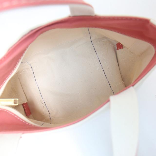 L.L.Bean エルエルビーン バッグ / ボート アンド トート バッグ / コットン キャンバス ジップトップ / アイボリー ピンク ミネラルレッド / USA製 / ブランド カバン【レディース】【中古】【新品同様】【K4340】