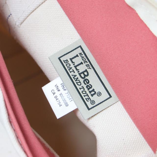 L.L.Bean エルエルビーン バッグ / ボート アンド トート バッグ / コットン キャンバス ジップトップ / アイボリー ピンク ミネラルレッド / USA製 / ブランド カバン【レディース】【中古】【新品同様】【K4340】
