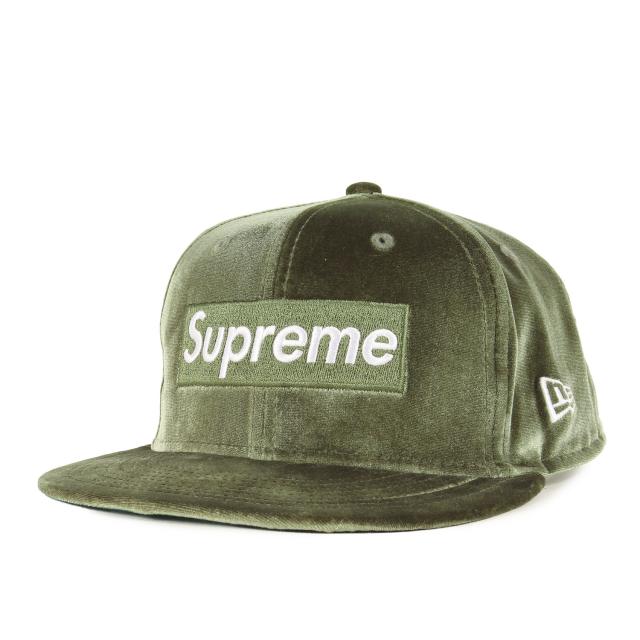 Supreme シュプリーム キャップ オリーブ サイズ:7 3/8(58.7cm) / 22AW NEW ERA ベロア ボックスロゴ ベースボールキャップ (Velour Box Logo) / 帽子 / コラボ 別注【メンズ】【中古】【美品】【K4341】の通販は 12,980円
