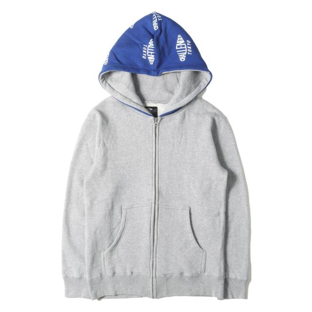 CHALLENGER チャレンジャー パーカー サイズ:S / フードロゴ ジップ スウェット パーカー (ZIP PRINTED HOODIE) / グレー ブルー / トップス フーディー 【メンズ】【中古】【K4345】