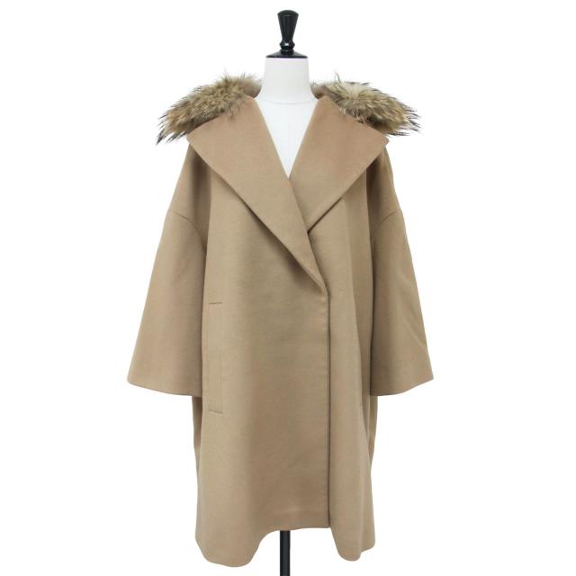 PALTOI パルトイ コート キャメル サイズ:40(L) / テーラード コート / ミディ丈 ラクーンファー ウール / アウター ジャケット 上着【レディース】【中古】【K4344】