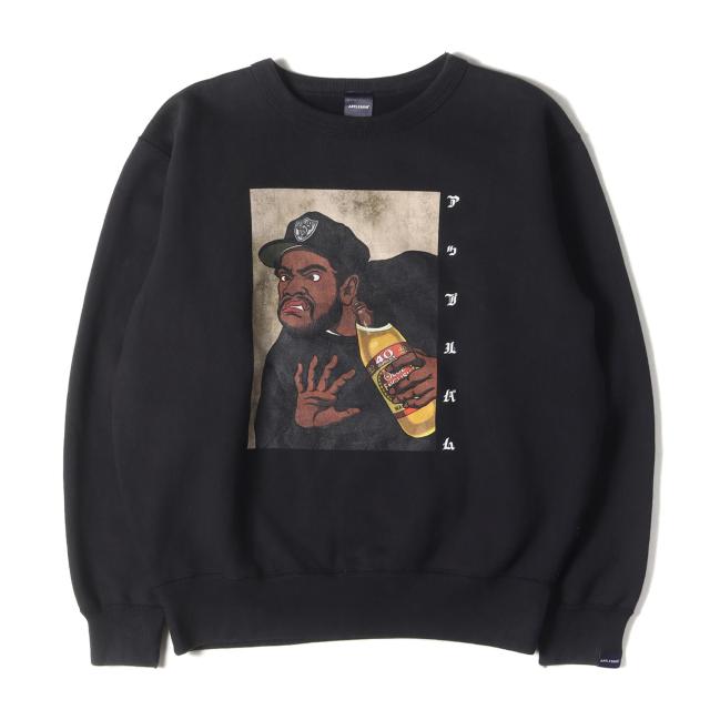 APPLEBUM アップルバム スウェット サイズ:S / 21SS 浮世絵グラフィック クルーネック スウェットシャツ (DOUGHBOY CREW SWEAT) / ブラック 黒 / トップス トレーナー プルオーバー【メンズ】【中古】【美品】【K4346】