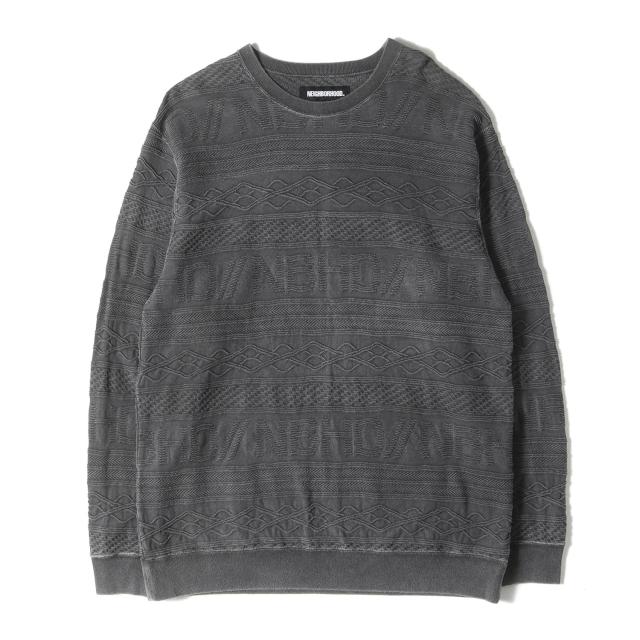 NEIGHBORHOOD ネイバーフッド ニット サイズ:M / 21SS ヴィンテージ加工 ジャガード コットン ニット (KNIT. JQ / C-CREW. LS) / ブラック 黒 / トップス セーター プルオーバー【メンズ】【中古】【K4347】