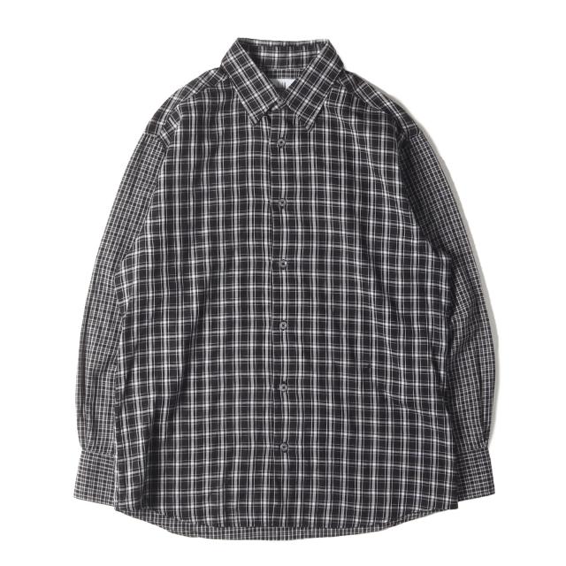 dunhill ダンヒル シャツ サイズ:M / 近年モデル コットン チェック ボタンシャツ / ブラック ホワイト 黒白 / トップス カジュアルシャツ 長袖 / イタリア製【メンズ】【中古】【K4348】