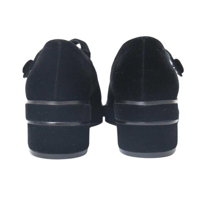 ENFOLD エンフォルド ブラック 黒 サイズ:36(22.5cm) / メリージェーン フラットシューズ / スクエアトゥ ベロア クロスストラップ / ブランド 靴 【レディース】【K4349】