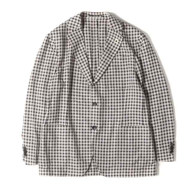 LARDINI ラルディーニ ジャケット サイズ:52 REG / ガンクラブチェック シルク混ウール 段返り3B テーラード ジャケット / ブートニエール付き / ベージュ マルチカラー / イタリア製 / アウター ブレザー 上着【メンズ】【中古】【美品】【K4352】の通販は