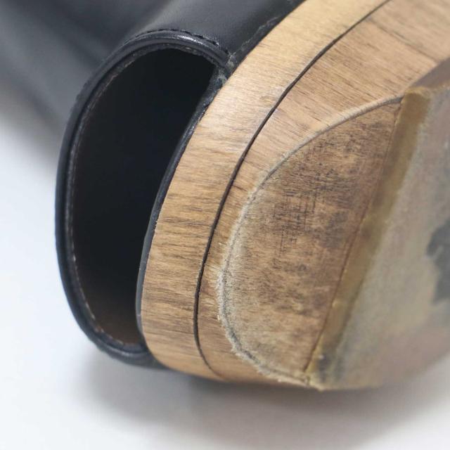 MARNI マルニ ブーツ ブラック 黒 サイズ:36(23.0m) / ウッドヒール オープントゥ ロング ブーツ / カウレザー プラットフォーム / イタリア製 / ブランド シューズ 靴【レディース】【中古】【K4351】