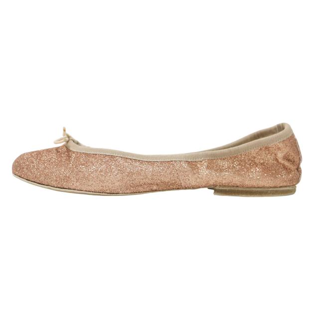porselli  ポルセリ オレンジ サイズ:38(24.0cm) / 24春夏 グリッター バレエ シューズ / フラット パンプス ラメ リボン / イタリア製 / ブランド 靴【レディース】【K4352】