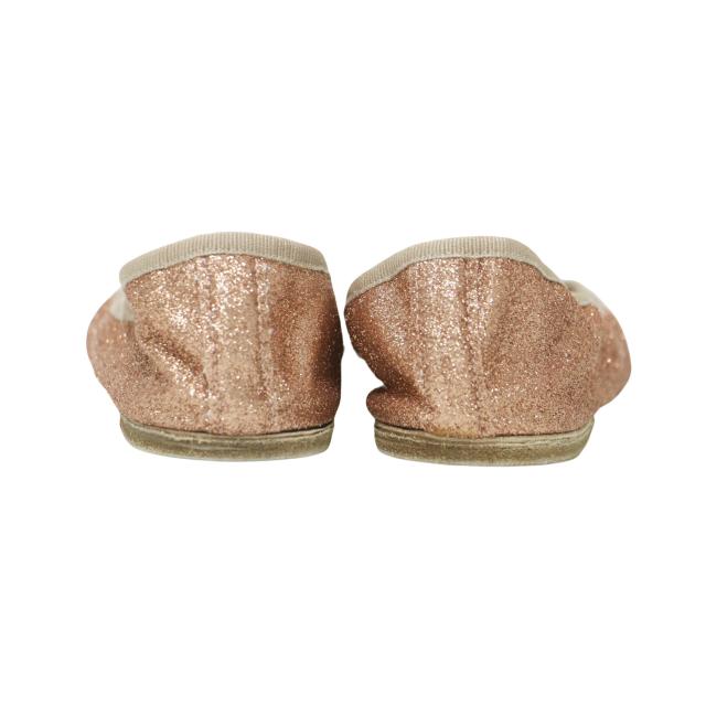 porselli  ポルセリ オレンジ サイズ:38(24.0cm) / 24春夏 グリッター バレエ シューズ / フラット パンプス ラメ リボン / イタリア製 / ブランド 靴【レディース】【K4352】