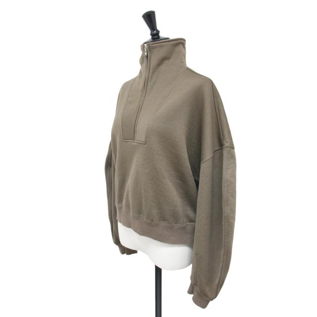 CURRENTAGE カレンテージ IENA 別注 スウェット カーキ サイズ:FREE / 24秋冬 2WAY SWEAT ハーフジップ スウェットシャツ / 長袖 プルオーバー ショート丈 裏毛 コットン / トップス トレーナー / 日本製【レディース】【中古】【K4353】_2