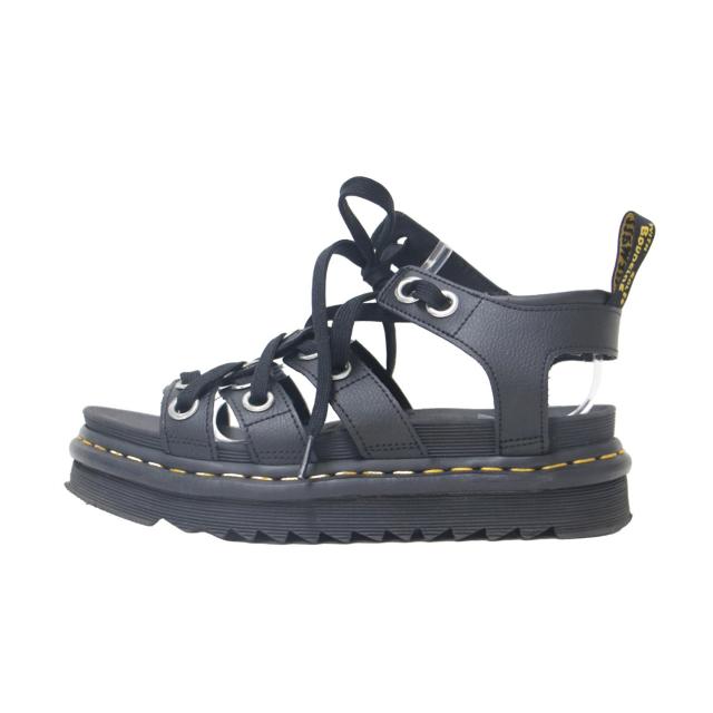 Dr.Martens ドクターマーチン ブラック 黒 サイズ:UK6(25.0cm) / BLAIRE HDW サンダル / レザー レースアップ アイレット フラット ボリュームソール / シューズ 靴【レディース】【中古】【K4353】