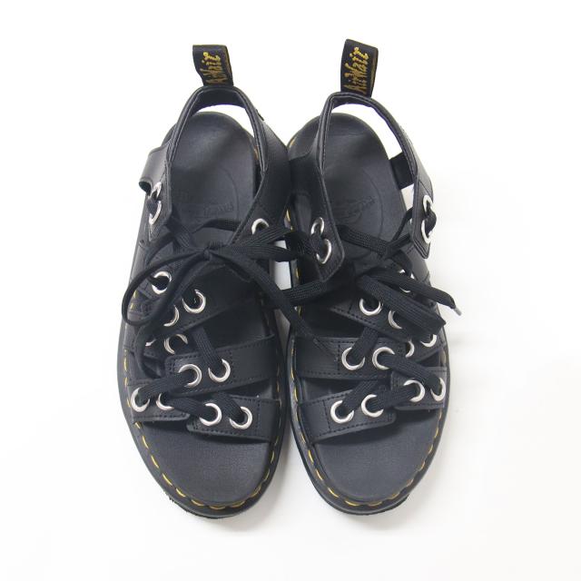 Dr.Martens ドクターマーチン ブラック 黒 サイズ:UK6(25.0cm) / BLAIRE HDW サンダル / レザー レースアップ アイレット フラット ボリュームソール / シューズ 靴【レディース】【中古】【K4353】