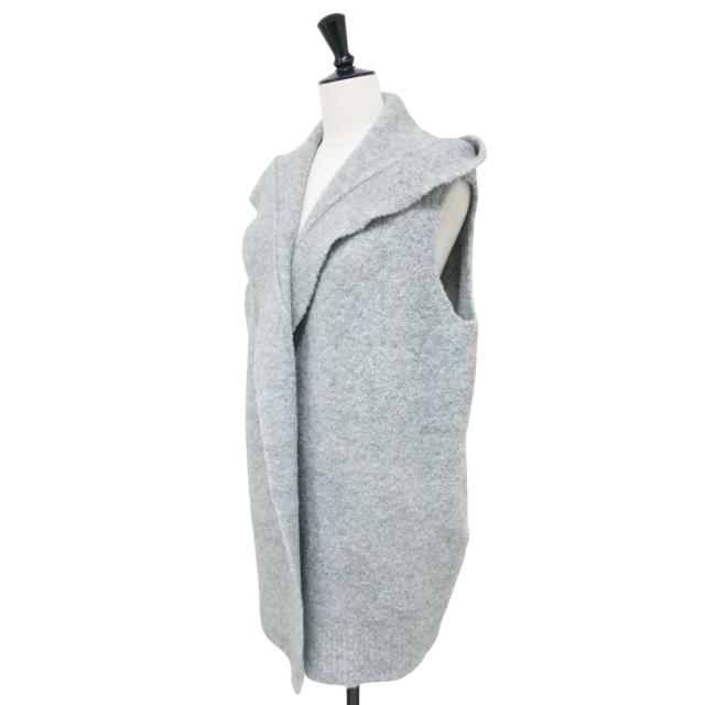 theory luxe セオリーリュクス カーディガン グレー サイズ:38(M) / 24秋冬 フード トッパー カーディガン / Piazzo Dora SL ベスト ジレ ノースリーブ ブークレー ウール / トップス 羽織り【レディース】【中古】【美品】【K4353】 theory luxe セオリーリュクス カーディガン グレー サイズ:38(M) / 24