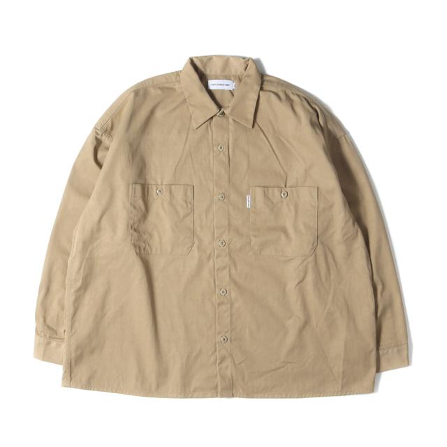 COOTIE クーティー シャツ サイズ:M / 24AW オーバーサイズ ナイロン チノクロス ワークシャツ (Nylon Chino Cloth L/S Work Shirt) / ベージュ / トップス カジュアルシャツ 長袖【メンズ】【中古】【美品】【K4355】