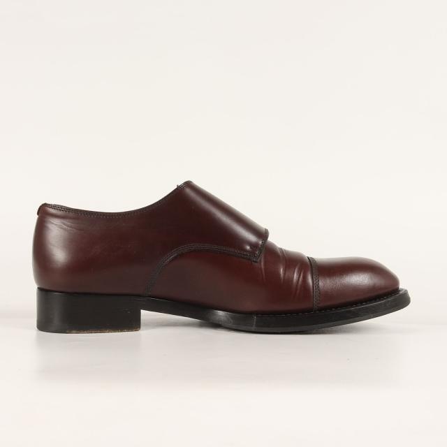 GIORGIO ARMANI ジョルジオアルマーニ サイズ:5(24.5〜25cm位) / ダブルモンクストラップ ストレートチップ レザー シューズ / レッドブラウン / 革靴 / イタリア製【メンズ】【中古】【K4359】_3