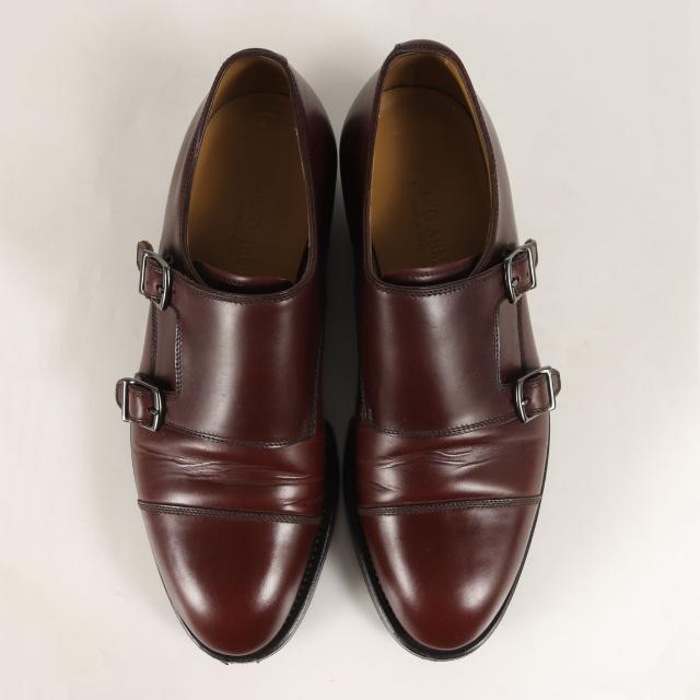 GIORGIO ARMANI ジョルジオアルマーニ サイズ:5(24.5〜25cm位) / ダブルモンクストラップ ストレートチップ レザー シューズ / レッドブラウン / 革靴 / イタリア製【メンズ】【中古】【K4359】_4