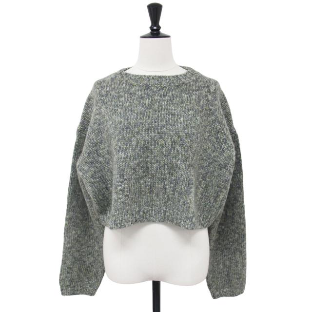 6 ROKU BEAUTY&YOUTH ロク ビューティアンドユース ニット グレー系 サイズ:FREE / 24秋冬 ウール ヤーンプリント ニット / セーター 長袖 クルーネック ショート丈  / トップス プルオーバー【レディース】【中古】【美品】【K4358】の通販は 12,458円