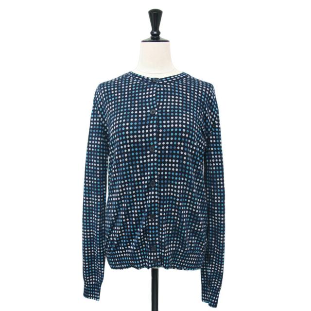 BOTTEGA VENETA ボッテガヴェネタ アンサンブル ネイビー系 紺 サイズ:38(M) / ドット柄 カシミヤ シルク アンサンブル / クルーネック カーディガン ノースリーブ ニット / イタリア製 / トップス セーター 羽織り【レディース】【中古】【K4359】