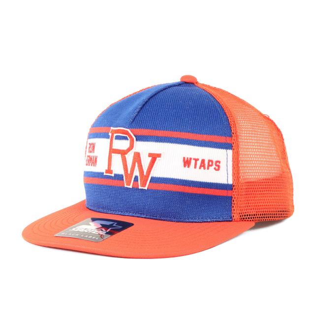 WTAPS ダブルタップス キャップ / Ron Herman STARTER BLACK LABEL ボーダー メッシュキャップ (SNAPBACK CAP) / オレンジ / ONE SIZE / ブランド 帽子 コラボ【メンズ】【中古】【美品】【K4360】