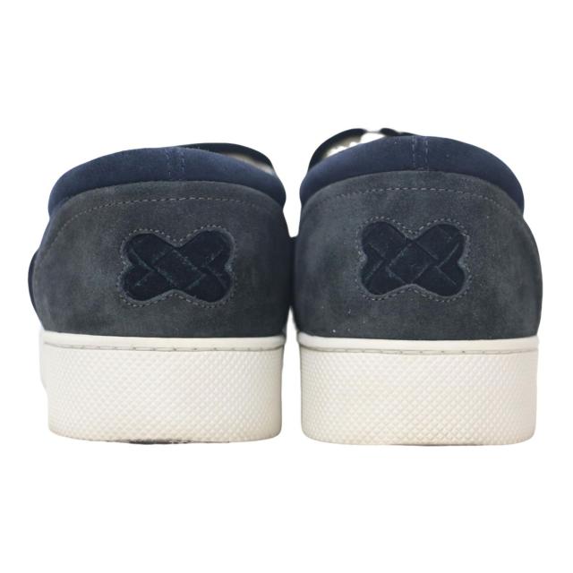 BOTTEGA VENETA ボッテガヴェネタ スニーカー ブラック ネイビー グレー サイズ:37(24.0cm) / スウェード レザー イントレチャート スニーカー / スリッポン 配色 サイドゴア / イタリア製 / ブランド シューズ 靴 【レディース】【中古】【K4360】