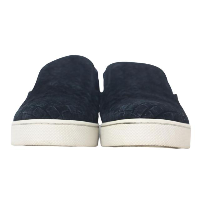 BOTTEGA VENETA ボッテガヴェネタ スニーカー ブラック ネイビー グレー サイズ:37(24.0cm) / スウェード レザー イントレチャート スニーカー / スリッポン 配色 サイドゴア / イタリア製 / ブランド シューズ 靴 【レディース】【中古】【K4360】