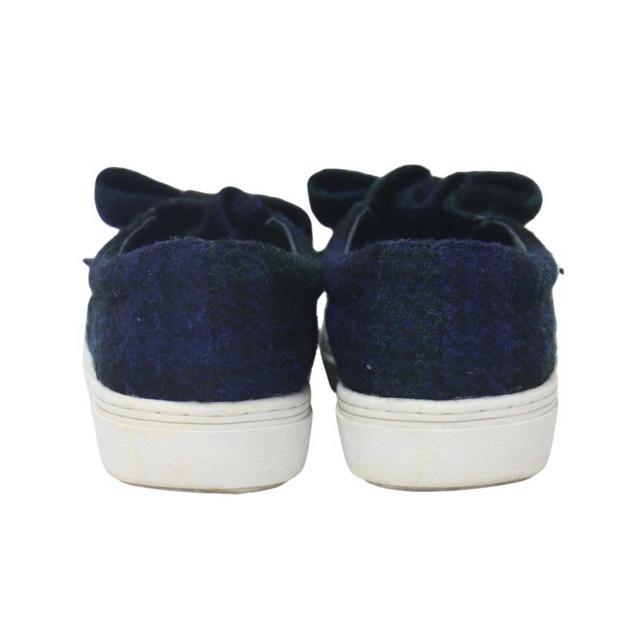 F-TROUPE エフトゥループ BEAMS 別注 ネイビー グリーン サイズ:36(23.0cm) / ハリスツイード リボン シューズ / ローカット スニーカー スリッポン / シューズ 靴 【レディース】【中古】【K4361】