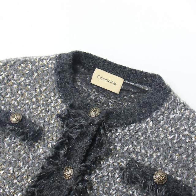 Curensology ニットツイードカーディガン F グレー Curensology（カレンソロジー）の「Curensology(カレンソロジー