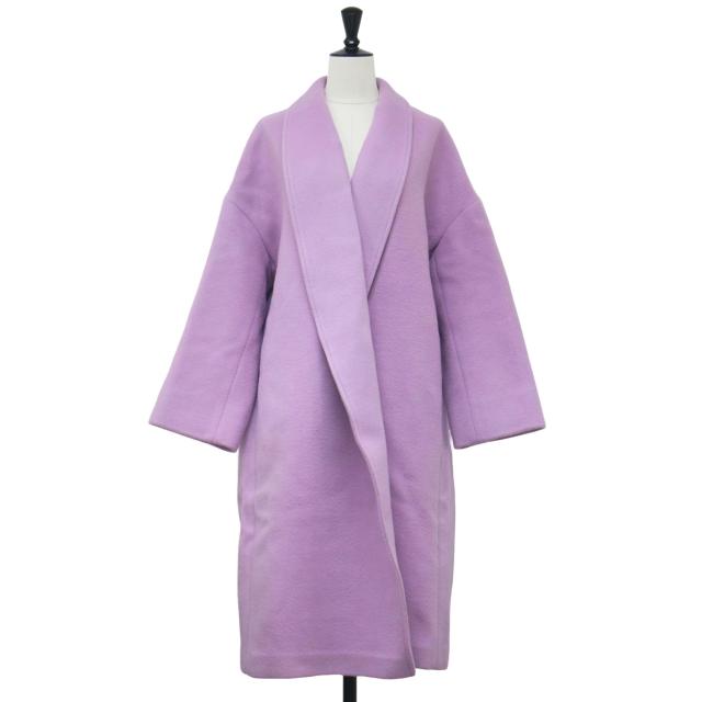 Adam et Rope アダムエロペ コート パープル サイズ:FREE / ショールカラー ロング コート / ガウンコート ダブルフェイス オーバーサイズ ウール / アウター ジャケット 上着 羽織り【レディース】【中古】【K4365】の通販は