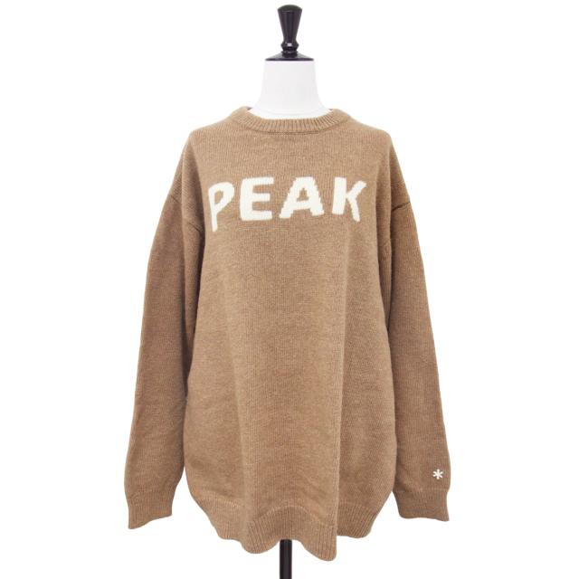 peak スノーピーク JOURNAL STANDARD relume 別注 ニット キャメル サイズ:L / ロゴ ニット プルオーバー / RELUME W/Ny Knit PO 長袖 クルーネック オーバーサイズ ウール アルパカ / トップス セーター / コラボ【レディース】【中古】【美品】【K4365】
