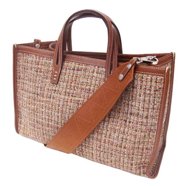 A VACATION ア ヴァケーション バッグ ブラウン系 / BREAD M theory luxe 別注 ツイード トート バッグ / レザーコンビ ショルダーバッグ 2WAY / 日本製 / ブランド カバン【レディース】【中古】【K4366】