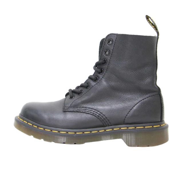 Dr.Martens ドクターマーチン ブラック 黒 サイズ:UK4(23.0cm) / パスカル 8 ホールブーツ 13512006 / PASCAL VIRGINIA ヴァージニアレザー イエローステッチ / シューズ 靴【レディース】【中古】【K4367】