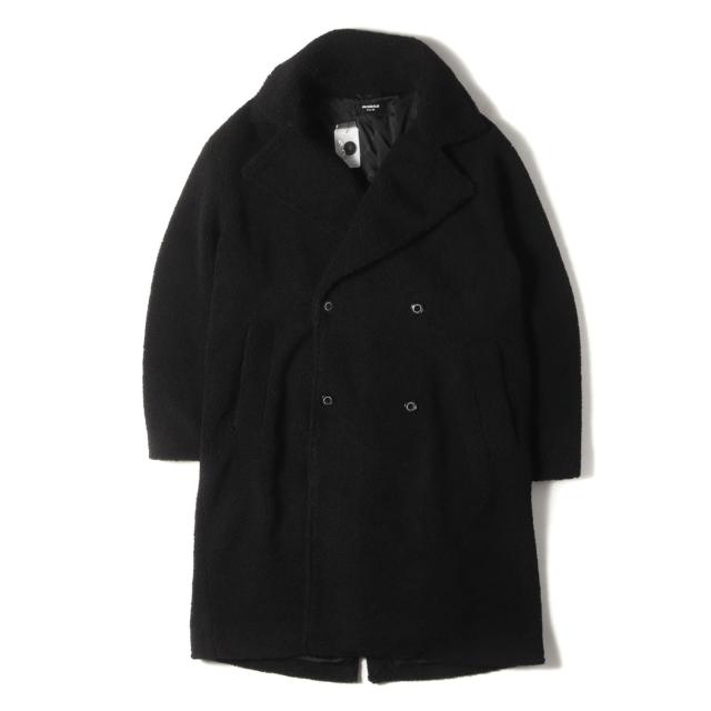 1piu1uguale3 ウノ ピュ ウノ ウグァーレ トレ コート サイズ:XL / 24AW ボア フリース ダブルブレスト コート (US0-24105) / RELAX / ブラック 黒 / アウター ジャケット 上着 羽織り【メンズ】【K4368】