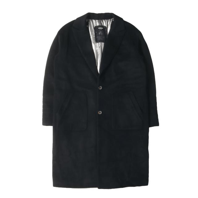 1piu1uguale3 ウノ ピュ ウノ ウグァーレ トレ コート サイズ:L / RELAX メルトンウール 裏地キルティング チェスターコート / ブラック 黒 / アウター ジャケット 上着【メンズ】【中古】【K4372】