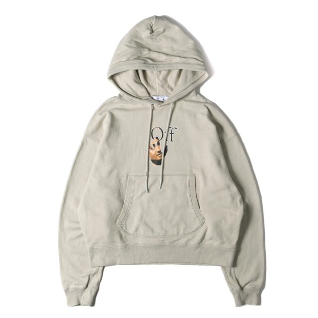 OFF-WHITE オフホワイト パーカー サイズ:XL 21AW カラヴァッジオ プリント スウェットパーカー CARAV HAND OVER FLATLOCK HOODIE ベージュ トップス フーディー【メンズ】【中古】【K4043】