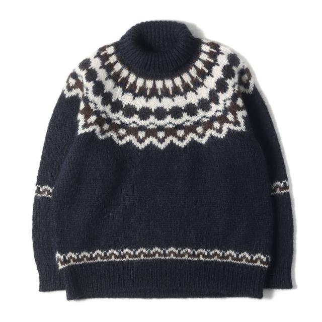 BATONER バトナー ニット サイズ:3 / タートルネック ノールディック モヘア ニット (MOHAIR NORDIC TURDIC TURTLE NECK BN-21FM-054) / ネイビー 紺 / トップス セーター / 日本製【メンズ】【中古】【美品】【K4380】