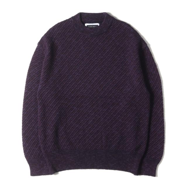 MAISON SPECIAL メゾン スペシャル ニット サイズ:1 / 24AW スラブヤーン バイアス メッシュ ブレンド ニット (Slub Yarn Mixed Bias Mesh Prime-Over Crew Neck Knit Pullover) / パープル系 / トップス セーター【メンズ】【中古】【美品】【K4380】