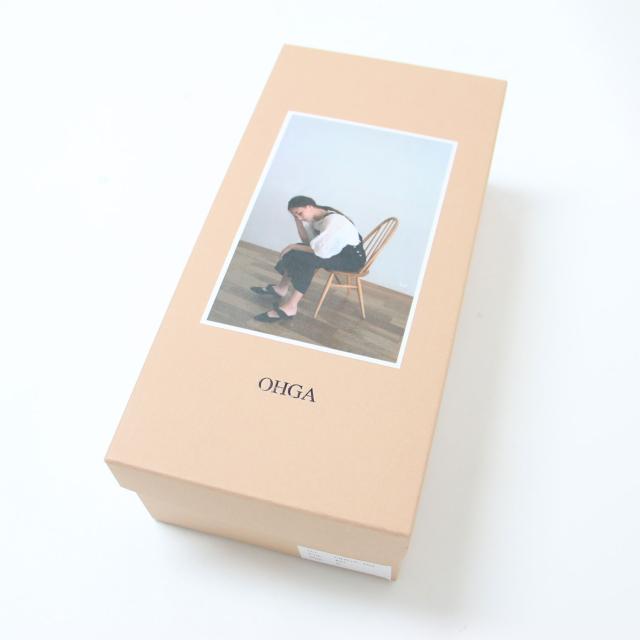 OHGA オーガ サンダル ベージュ サイズ:S(22.5cm) / リボン アンクルストラップ サンダル / スクエアトゥ レザー 牛革 本革 / 日本製 / シューズ 靴【レディース】【中古】【K4383】