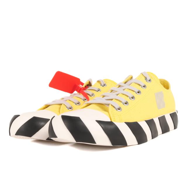 OFF-WHITE オフホワイト サイズ:41(25.5cm) 19AW キャンバス ローカット スニーカー Vulc Low Top Logo Stripes Sneaker イエロー シューズ 靴 【メンズ】【K4051】