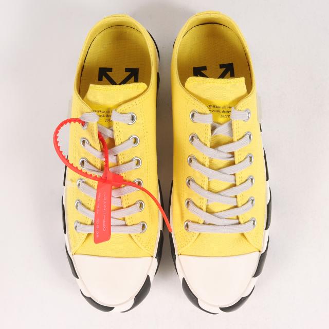 OFF-WHITE オフホワイト サイズ:41(25.5cm) 19AW キャンバス ローカット スニーカー Vulc Low Top Logo Stripes Sneaker イエロー シューズ 靴 【メンズ】【K4051】