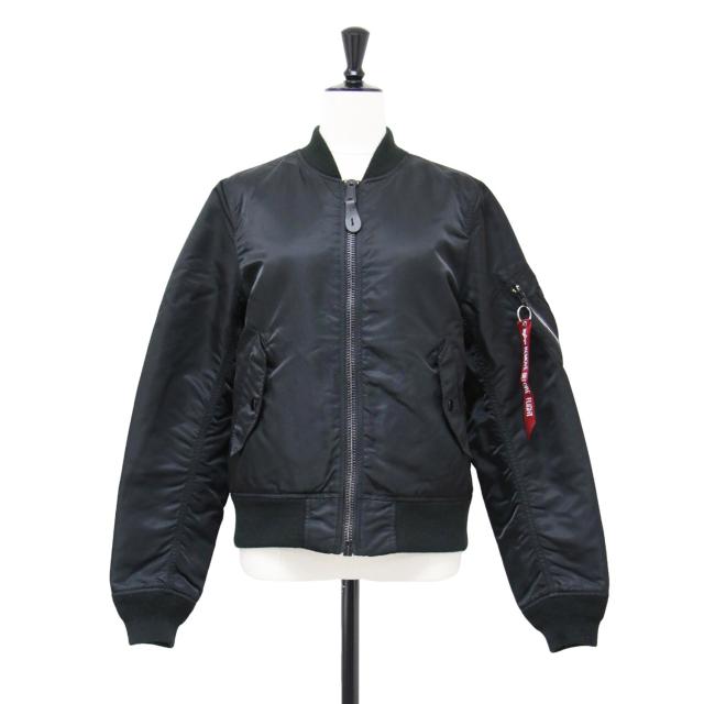 ALPHA アルファ ジャケット ブラック 黒 サイズ:L / MA-1 J-82790J / ブルゾン フライトジャケット ジップアップ ナイロン / アウター ブルゾン ジャンパー 上着【レディース】【中古】【K4391】