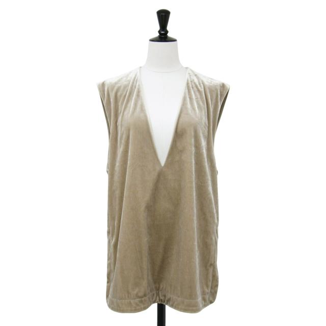 Ballsey ボールジー ベスト ライトベージュ サイズ:36(9号) / マットベロア Vネック ベスト / スリット ウォッシャブル / 日本製 / トップス【レディース】【中古】【美品】【K4386】
