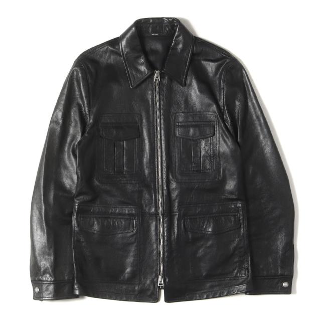 TOM FORD トムフォード ジャケット サイズ:50 / フロント ダブルジップ ゴートレザー ジャケット (BI429 TFL572) / ブラック 黒 / アウター ブルゾン コート 上着 / イタリア製【メンズ】【中古】【美品】【K4390】
