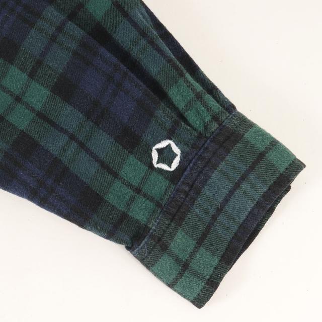 GOOD ENOUGH グッドイナフ シャツ サイズ:S / 90s FINESSE オープンカラー タータンチェック フランネルシャツ (1998年製) / グリーン ネイビー / トップス カジュアルシャツ 長袖【メンズ】【中古】【K4395】 GOOD ENOUGH グッドイナフ シャツ サイズ:S / 90s FINESSE オープン